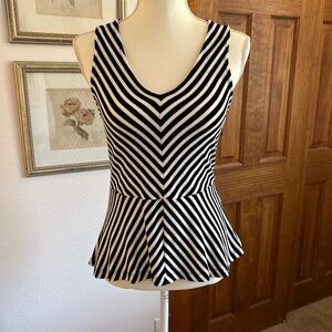 Banana Republic Striped Black and White Peplum Top